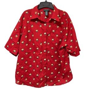 Vintage Lauren Ralph Lauren Red Floral Button Up Shirt